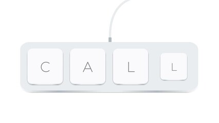 Poster - Call word written with computer buttons over white background