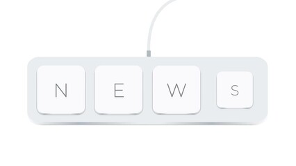 Leinwandbilder - News word written with computer buttons over white background