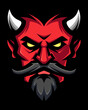 Logo demon, devil, Satan, monster. Halloween art in a flat style. Sport mascot, e-sports label. Vector illustration.