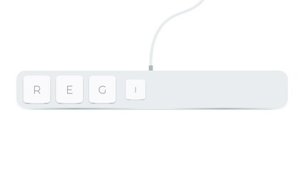 Aufkleber - Register word written with computer buttons over white background