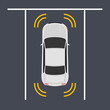 Parking smart car sensor autonomous view. Automobile park assist drive safety