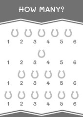 Wall Mural - How many of Horseshoe, game for children. Vector illustration, printable worksheet