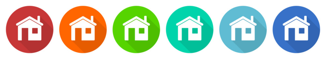 Aufkleber - House, home icon set, flat design vector illustration in 6 colors options for webdesign and mobile applications