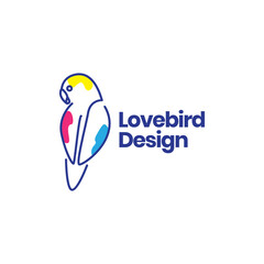 Wall Mural - lovebird lines art abstract logo design