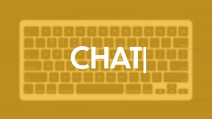 Poster - Chat title. Modern flat web template with keyboard template on gray background