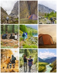 Sticker - collage of photos of the hiking