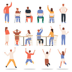 Sticker - People Back Flat Icon Set