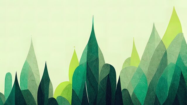 Wall Mural -  - Abstract hand drawn green forest. Pencil artwork of leafs. Watercolor. Natural background. Natural backdrop on paper. Painted. High quality.