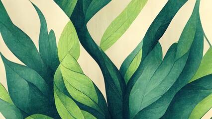 green plant and leafs pattern. pencil, hand drawn natural illustration. simple organic plants design