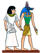 Egyptian and Anubis theme fresco gods of Egyptclipart cartoon illustration
