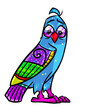 Bird folklore pattern image character surprise clipart cartoon illustration