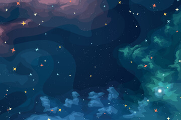Wall Mural - cartoon style of space with gas clouds