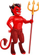 Red devil with hoofs and tail icon, Halloween