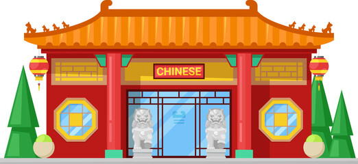 Sticker - Restaurant building chinese cuisine cafe isolated