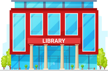 Public library isolated building facade exterior