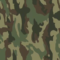 Wall Mural - Texture military camouflage repeats seamless Vector Pattern For fabric, background, wallpaper and others. Classic clothing all over print. Abstract monochrome seamless Vector camouflage pattern.