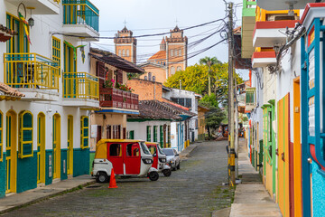 Wall Mural - strert view of jerico colonial town, colombia