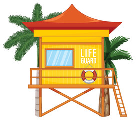 Wall Mural - Lifeguard Tower Cartoon Style