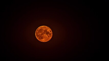 Wall Mural - a super blood red moon zoomed in to see crater detail rising in the night - time lapse