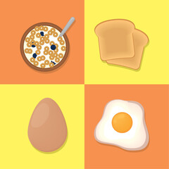 Canvas Print - icon set breakfast