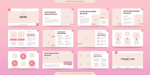 minimalist presentation templates. corporate booklet use in flyer and leaflet, marketing banner, advertising brochure, annual business report, website slider. Pink pitch color company profile vector