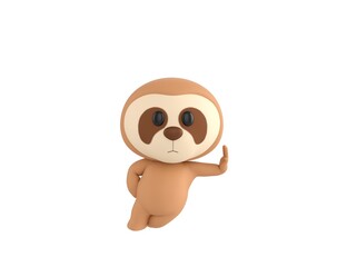 Sticker - Little Sloth character leaning against a wall in 3d rendering.