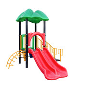 Outdoor Slide Children Playground Set Clipping Path Isolated On White Background.