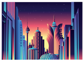 Fototapete - Macau skyline vector illustration