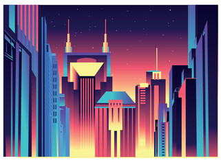 Fototapete - Nashville skyline vector illustration