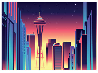 Fototapete - Seattle skyline vector illustration