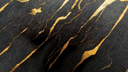 Wall Mural - Black marble wall with gold textures. High end interior design. 4k Background. Luxury, fashion, elegant stone. Luxury backdrop.