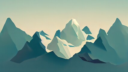 Wall Mural - Low poly mountains. Minimal polygonal background with pastel colors. Clean modern 4k wallpaper for web design. Beautiful smooth colorful design.