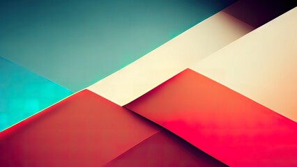 Wall Mural - Minimal abstract modern clean wallpaper. Polygonal shapes, pastel colors. Orange and red. Illustration for web design, banner, background or backdrop. High quality 4k 3d render