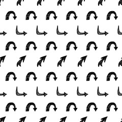 Seamless pattern with black hand drawn arrows