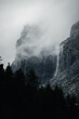 waterfall on Gemmi Pass in mist