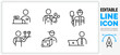 Editable line icon set of different occupations