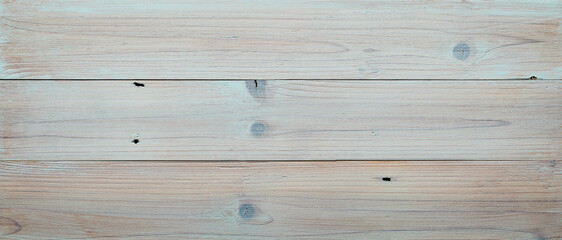 Wall Mural - High key wood plank texture long background. Cool tone wood plank desktop background.