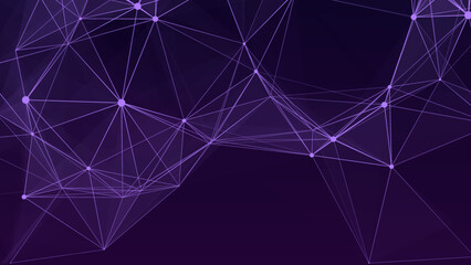 Network connection structure. Abstract blue background with moving dots and lines. Futuristic illustration. Digital technology design. Vector illustration.