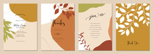 Creative Abstract Templates In Autumn Colors. For Wedding, Birthday, Invitation, Poster, Business Card, Page Cover, Brochure, Email Header, Post In Social Networks, Advertising, Corporate Style.