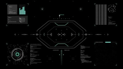 Futuristic HUD panel positioning and targeting motion element