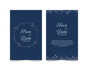 Floral line wedding invitation card design 