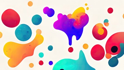 Wall Mural - fun paint splash, cartoon style on white background. abstract colorful shapes, graffiti on wallpaper
