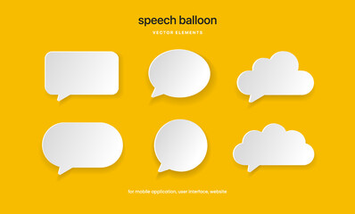 Poster - White blank speech bubbles, speak balloon,  thinking balloon, chatting box, message box set on colorful background for UI website mobile app