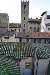 Poster - Bell tower of the church of Santa Maria Assunta in Arezzo, Tuscany, Italy