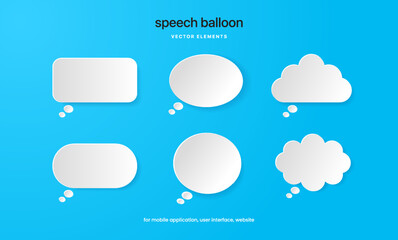 Poster - White blank speech bubbles, speak balloon,  thinking balloon, chatting box, message box set on colorful background for UI website mobile app
