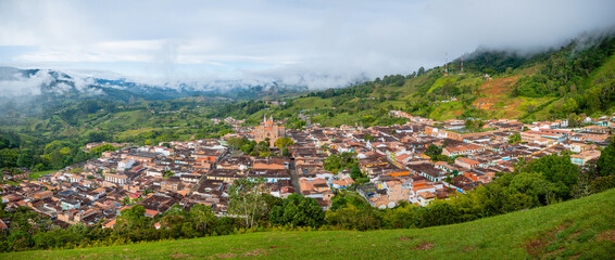 Wall Mural - panoramic view of jerico colonial town, colombia