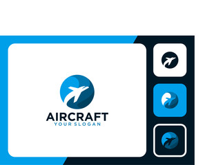 Wall Mural - aircraft logo design with flying and taveling