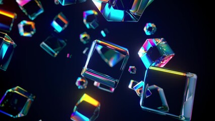 abstract crystal glass cubes animation loop