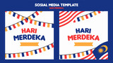Fototapeta  - Hand drawn hari merdeka instagram posts collection