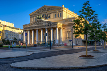 Wall Mural - View of Moscow Bolshoi Theatre (Big Theatre) and Fountain in Moscow, Russia. Moscow architecture and landmark, Moscow night cityscape